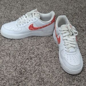 Women's Nike Air Force 1 Orange and White